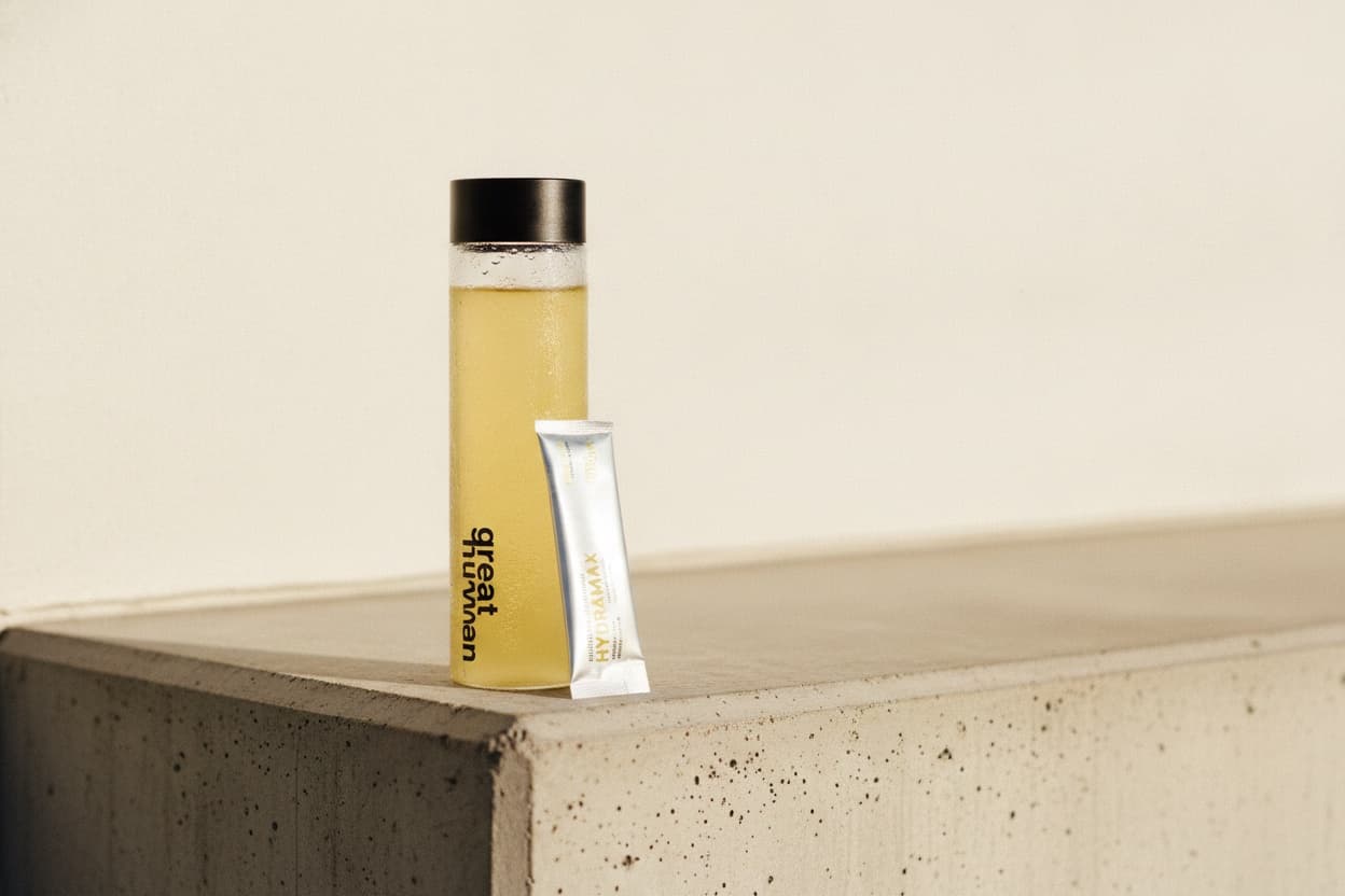 A HYDRAMAX bottle on a concrete ledge