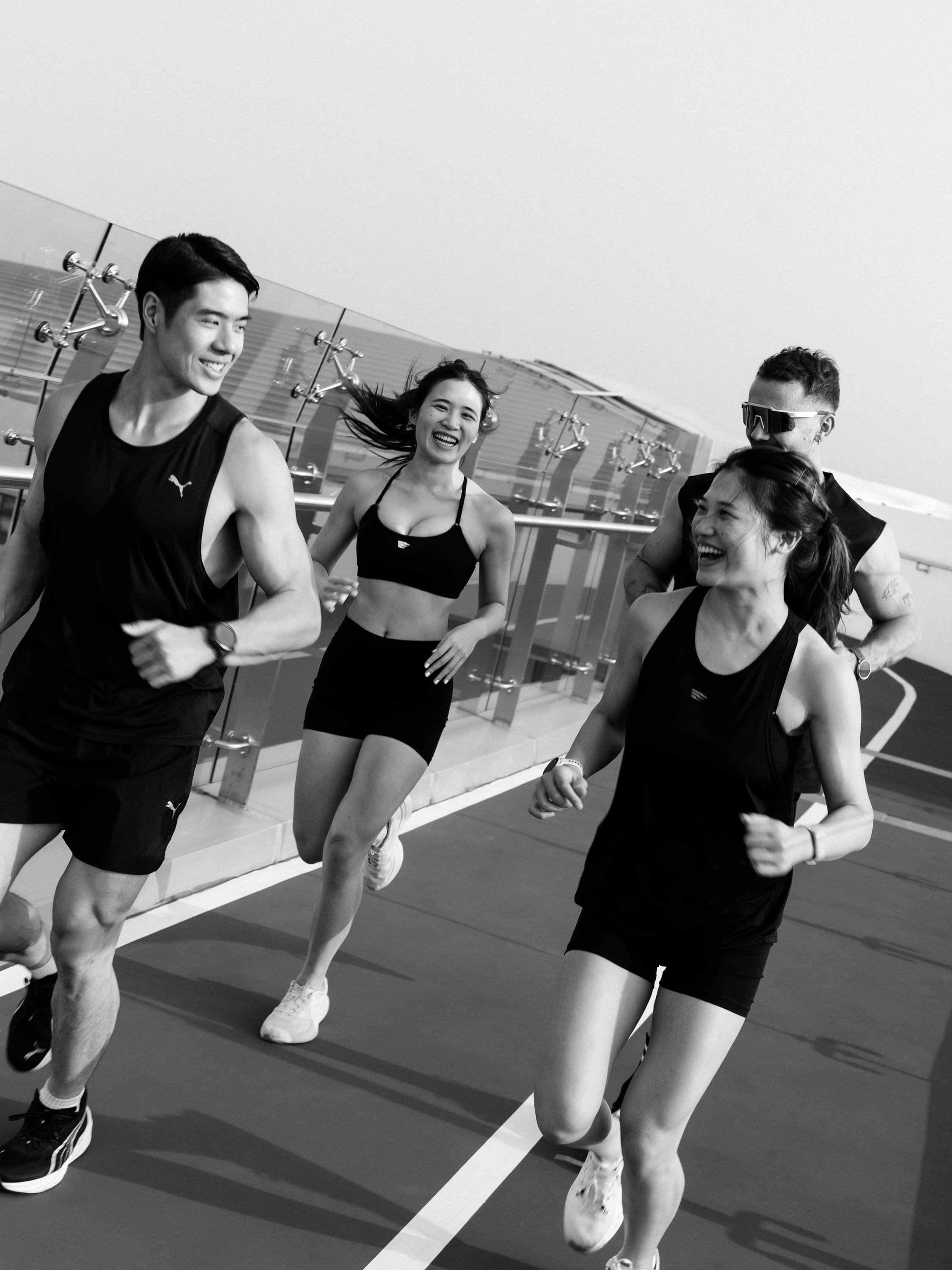 A group of runners training together